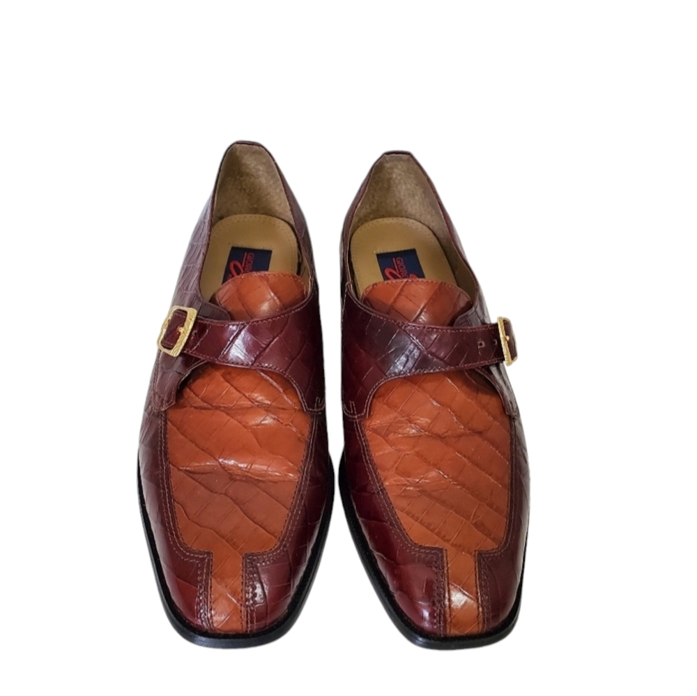 Vintage Giorgio Brutini Leather Crocodile Embossed Two Tone Shoes, Size 9.5